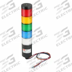 DAYTON Tower Light Assembly: 5 Tier, Amber/Blue/Clear/Green/Red, No Sounder Tier, 56 mm Overall Dia (MPN 26ZT44). Key specifications — Manufacturer Part Number: 26ZT44; Brand: DAYTON; Operating Voltage: 90 to 240V AC; Light Tier Color: Clear.