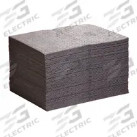 PIG Sorbent Pad: 28 3/16 oz Volume Absorbed Per Pad, 20 in x 15 in Pad Size (L x W), Gray, 100 PK (MPN MAT203). Key specifications — Brand: PIG; Perforated: Perforated; Material: Polypropylene.