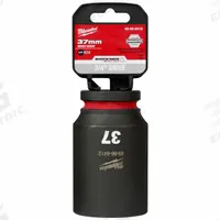 MILWAUKEE Deep Impact Socket: 3/4 in Drive Size, Metric, 37 mm Socket Size, 6-Point, Deep, Friction (MPN 49-66-6412). Key specifications — attr1215501: MILWAUKEE; attr1215515: Black Phosphate; attr1215518: 37 mm.