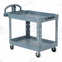 RUBBERMAID COMMERCIAL PRODUCTS Utility Cart: 500 lb, 2 Shelves, 36 in L x 25 in W Self, Gray (MPN 2192464). Key specifications — Shelf Color: Gray; Brand: RUBBERMAID COMMERCIAL PRODUCTS; Caster/Wheel Configuration: (2) Fixed with Lock.