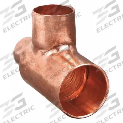 NIBCO Sweat Fitting Tee: 1/2 in CTS x 1/4 in CTS x 3/8 in CTS, Cup x Cup x Cup - Wrot Copper Tube Fittings