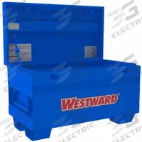 WESTWARD Jobsite Box: 36 in W x 19 7/16 in D x 21 1/2 in H, 7 cu ft, Recessed Padlock, Blue (MPN 817ZE1). Key specifications — attr1116233: Blue; attr1116253: WESTWARD; attr1222022: Recessed Padlock - Lock not included.