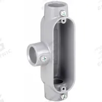 Conduit Outlet Body: Aluminum, 3/4 in Trade Size, T Body, 7 cu in Body Capacity, Set Screw Hub (MPN T75T-A). Key specifications — Finish: Powder Coated; For Use With: EMT; Brand: APPLETON ELECTRIC; Hub Style: Set Screw.