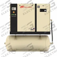 INGERSOLL RAND Rotary Screw Air Compressor: Horizontal, 20 hp, 72 cfm, 120 gal Tank, 230V AC (MPN UP6S-20-150). Key specifications — attr48606: Three; attr48593: 230V AC; attr48578: INGERSOLL RAND; attr110305: Included.