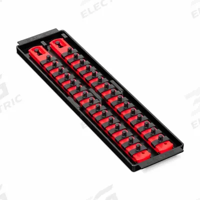 ERNST MANUFACTURING Twist-Lock Socket Organizer Tray: Red, 3 5/8 in Overall Wd - Socket Rails & Trays