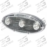 ECCO Warning Light: Perimeter Flashing Warning Light, Amber, 3/8 in Overall Wd, 1 in Overall Ht, LED (MPN ED0002A). Key specifications — Operating Voltage: 12-24V DC; Number of Flash Patterns: 14; Includes: Mounting Hardware; Electrical Connection: Blunt Cut Wires; Mount Type: Self-Adhesive; Brand: ECCO; Shape: Oval.