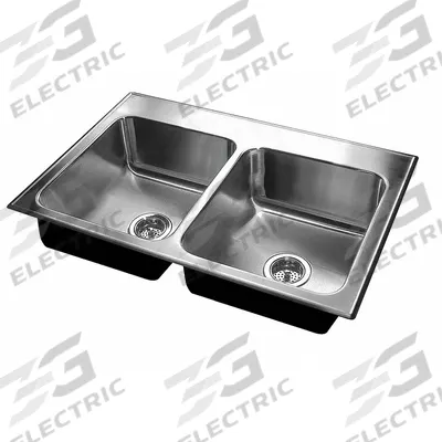JUST MANUFACTURING Kitchen Sink: 29 in Overall Lg, 18 in Overall Wd, 5 3/8 in Bowl Dp - Two-Bowl Counter-Mounted Kitchen & Bar Sinks without Faucets