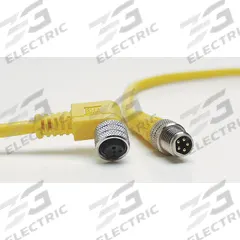 Cordset: M8 Male Straight X M8 Female Straight, 3 Pins, Yellow, PVC, 2 m Cable Lg, 24 AWG Wire Size (MPN 443030A10M020). Key specifications — Cable Jacket Color: Yellow; End 1 Mounting Orientation: Straight; End 1 Gender: Male; End 1 Connection Type: M8; Cable Jacket Material: PVC; Brand: BRAD HARRISON; IP Rating: IP68; End 2 Connection Type: M8.