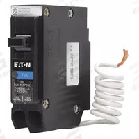 EATON Circuit Breaker: 20 A, 120V AC, Single Phase, 10kA at 120V AC, Type BR Loadcenters, 1 Poles (MPN BRN120AF). Key specifications — Amps: 20 A; AC Voltage Rating: 120V AC; Phase: Single; Max. AIR Rating: 10kA at 120V AC; Circuit Breaker Type: Arc Fault Circuit Interrupter; For Use With: Type BR Loadcenters; Brand: EATON.