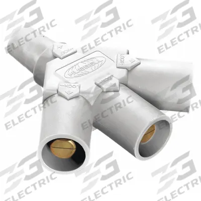 HUBBELL 3-Fer: Female-Male-Male-Male, White, 600V AC/600V DC, 400 A - 3-Fer Triple-Tap Tees