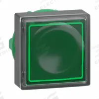 SCHNEIDER Flush Push Button: Green, 22 mm Mounting Size, Non-Metallic, Momentary (MPN ZB5CW333). Key specifications — Brand: SCHNEIDER; Action: Momentary; Series: XB5; Push Button Material Type: Non-Metallic.