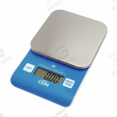 CDN Food Scale: 4 1/2 in Weighing Surface Dp, 4 1/2 in Weighing Surface Wd, 1 in Overall Ht, LCD (MPN SD0202-B). Key specifications — Readability: 0.01 oz/0.1 g; Brand: CDN.