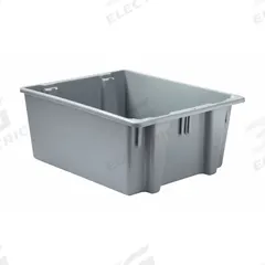 RUBBERMAID COMMERCIAL PRODUCTS Stacking and Nesting Tote: 15 gal, 23 1/2 in x 19 1/2 in x 10 in (MPN FG173100GRAY). Key specifications — Nestable: Nesting Capable; Brand: RUBBERMAID COMMERCIAL PRODUCTS; Material: Plastic.