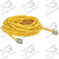APPROVED VENDOR Extension Cord: Outdoor Use, 50 ft Lg, Outlet, 5-15P, 10/3, SJTW, Yellow, 125V AC (MPN 1XUP8). Key specifications — Brand: APPROVED VENDOR; Temperature Rating: -40° to 167°F; NEMA Plug Configuration: 5-15P.