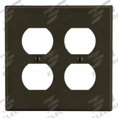 HUBBELL Wall Plate: Duplex Outlet, 2 Gang, Brown, Midsize Size (MPN PJ82). Key specifications — Brand: HUBBELL; Material: Polycarbonate.