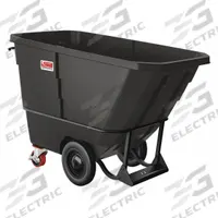 SUNCAST COMMERCIAL Tilt Truck: 27 cu ft, 2,200 lb, 70 in L x 33 7/8 in W x 43 1/8 in H, Black, Flat (MPN RMTTHD100). Key specifications — Color: Black; Brand: SUNCAST COMMERCIAL; Caster/Wheel Configuration: (2) Axle-Mounted.