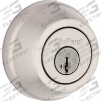 KWIKSET Single Cylinder Deadbolt: Cylindrical, 1 3/4 in Door Thick - Max, Nickel (MPN 780-15-SMT-6AL-STRKP-K3). Key specifications — ADA Compliant: Yes; Brand: KWIKSET; Finish: Satin Nickel-Plated; Keyway Type: Kwikset KW1; Includes Core: Core Included.