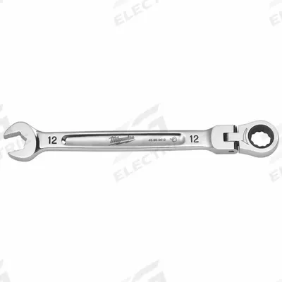 MILWAUKEE Combination Wrench: Chrome Vanadium Steel, Chrome, 12 mm Head Size - Metric 12-Point Ratcheting Combination Wrenches