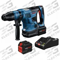 BOSCH Cordless Rotary Hammers: D-Handle, 18V DC, SDS-Plus, 1 1/4 in max, (1) Charger/(2) Batteries (MPN GBH18V-34CQB24). Key specifications — attr113858: 18V DC; attr113796: BOSCH; attr113808: 0 bpm to 2,900 bpm; attr113803: Yes; attr113838: Hammer and Rotate; attr113809: Yes; attr113815: (1) Charger.