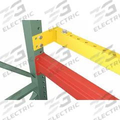 STEEL KING Stop Beam: 0 Bays, 108 in x 4 in x 2 in, 14 ga, Steel, Powder Coated, Yellow (MPN PLBM3.4108YW). Key specifications — Brand: STEEL KING; Material: Steel; Includes Hardware: Yes; Finish: Powder Coated; Color: Yellow.