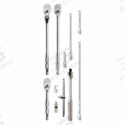PROTO Hand Ratchet Set: Pear, Reversible, 10 in Overall Lg, 4° Min Arc Swing - Flex-Head Ratchet Sets