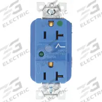 BRYANT Receptacle: Hospital Grade, Duplex, 5-20R, Blue, 125V AC, 20 A, 2 Pole / 3 Wire (MPN SP83A)