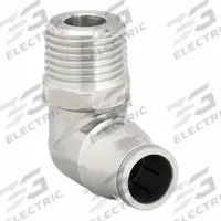 LEGRIS Push-Fit Elbow Fitting: 10 mm OD Size, BSPT x Push-to-Connect, Stainless Steel, Silver (MPN 3889 10 17). Key specifications — Brand: LEGRIS; Thread Size A: 3/8".