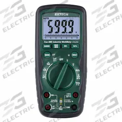 EXTECH Digital Multimeter: TRMS, CAT III 1000V/CAT IV 600V, 1,000 V Max AC Volt Measurement, IP67 (MPN EX520A). Key specifications — Instrument Counts: 4,000; Brand: EXTECH; Calibration Certificate Included: Not Included.