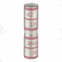 APPROVED VENDOR Open Barrel Splice: 1/0 AWG Wire Size, Pink Code, 2.02 in, Copper Barrel, 42 Die (MPN 22EZ35). Key specifications — Die Code: 42; Brand: APPROVED VENDOR; Color Code: Pink.