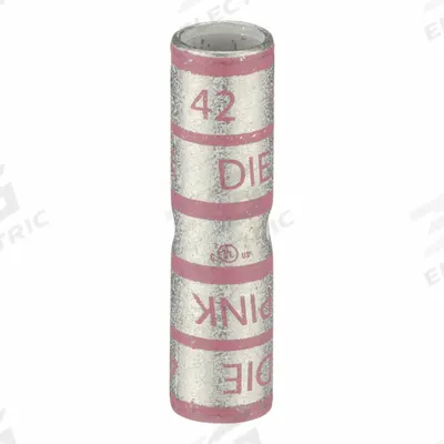 APPROVED VENDOR Open Barrel Splice: 1/0 AWG Wire Size, Pink Code, 2.02 in, Copper Barrel - Crimped Butt Splice Compression Connectors