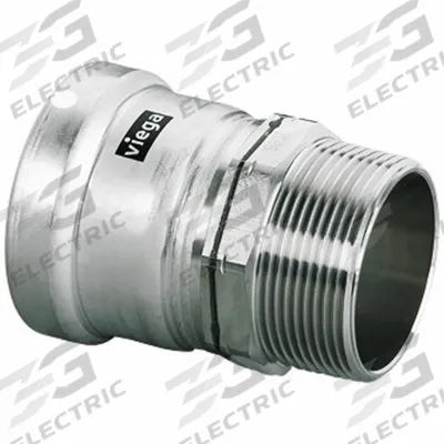 VIEGA MEGAPRESS Crimp Adapter Fitting: 4 in Pipe x 4 in Pipe Size, Press-fit x MNPT - Stainless Steel Press Fittings