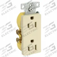 HUBBELL Receptacle: Decorator Duplex, 5-15, Ivory, 125V AC, 15 A, 2 Pole / 3 Wire (MPN RRD15I)