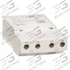 SCHNEIDER Auxiliary Contact: 2NO, 5 A Max Current (AC), Front Mount, Front-Mounted (MPN LUFN20). Key specifications — Brand: SCHNEIDER; Compatible with Series: TeSys Ultra.
