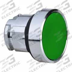 SCHNEIDER Flush Push Button: Green, 22 mm Mounting Size, Metallic, Maintained (MPN ZB4BH03). Key specifications — Brand: SCHNEIDER; Action: Maintained; Series: XB4; Push Button Material Type: Metallic.