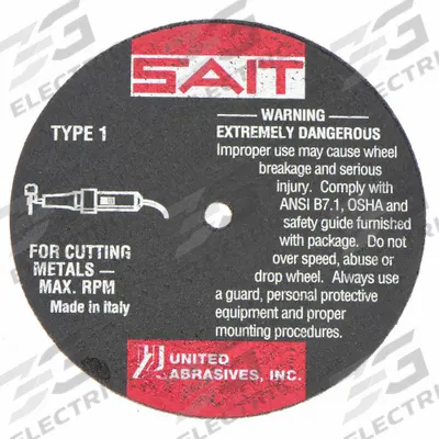 UNITED ABRASIVES-SAIT Abrasive Cut-Off Wheel: Type 1, 4" x 0.035" x 1/4", Aluminum Oxide, 36 Grit - General Purpose Cut-Off Wheels for Carbon & Stainless Steel