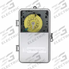 INTERMATIC Electromechanical Timer: 24 hr, 120V AC, SPST, Mechanical (MPN T101PCD82). Key specifications — Body Material: Plastic; Indoor/Outdoor Usage: Indoor; Mounting Style: Surface; Brand: INTERMATIC.