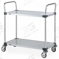 METRO Utility Cart: 375 lb, 36 in L x 18 in W Shelf, 36 in L x 18 in W x 38 in H Overall Dim, Silver (MPN MW105). Key specifications — Caster/Wheel Configuration: (4) Swivel; Brand: METRO; Caster Wheel/Tread Material: Rubber.