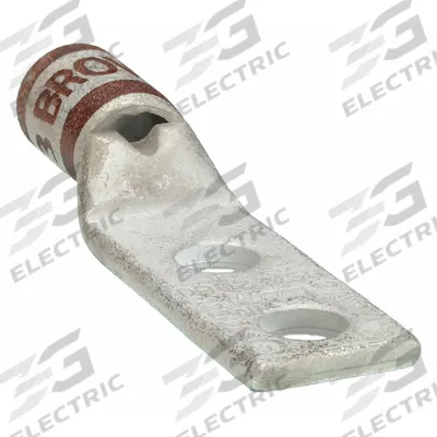 APPROVED VENDOR Compression Lug: For 2 AWG, Stranded Wire, 1/4 in Stud Size, Std - Two-Hole Compression Lugs