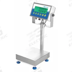 ADAM EQUIPMENT Food Scale: 15 3/4 in Weighing Surface Dp, 11 3/4 in Weighing Surface Wd, LCD, GGB65a. Key specifications — Connection Ports: RS-232; Readability: 1 g/0.005 lb; Brand: ADAM EQUIPMENT.