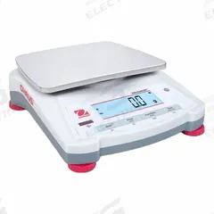OHAUS Industrial Balance: AC Adapter, 7 1/2 in x 5 3/4 in, Not IP Rated, Not NTEP Rated, Integrated (MPN NV2201 AM). Key specifications — Connection Ports: RS-232; Readability: 0.1 g; Power Source: Electric; Weighing Units: lb/oz; Brand: OHAUS; Washdown: No.
