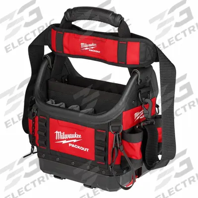 MILWAUKEE PACKOUT Tool Tote: 9 3/4 in W x 13 in D x 19 in H, Polyester, Black/Red - PACKOUT Tool Totes
