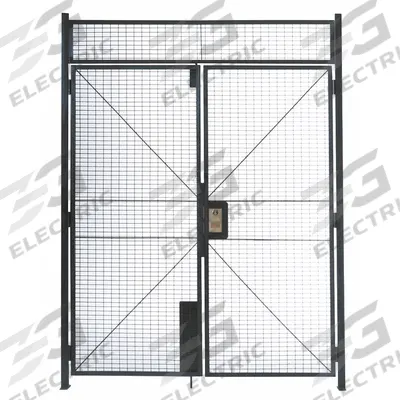 WIRECRAFTERS Hinged Double Door: 10 1/2 ft H x 8 3/8 ft W x 2 in D, Gray - WireCrafters Woven-Wire Partition Components