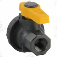 BANJO Manual Two-Way Ball Valve: 1/2 in, Polypropylene, Straight, FNPT x FNPT Union, Three-Piece (MPN SUV050FP). Key specifications — Brand: BANJO; Handle Type: Lever; Handle: Lever.