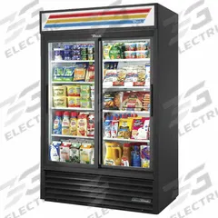 TRUE REFRIGERATION Refrigerated Merchandiser: 78 5/8 in x 51 1/4 in x 29 7/8 in, Black, Sliding (MPN GDM-45-HC-LD). Key specifications — attr1277723: TRUE REFRIGERATION; attr1277683: R-290; attr1277688: Sliding; attr1277691: Yes; attr1277694: Black; attr1280729: GDM.