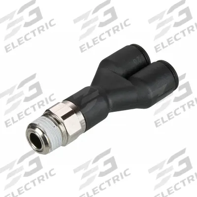 LEGRIS Push-Fit Wye Fitting: 1/8 in Pipe x 6 mm OD x 6 mm OD Size, Polymer - Nylon & Nickel-Plated Brass Tube Fittings
