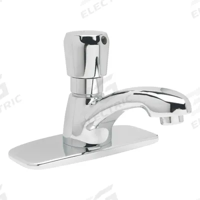 ZURN Low Arc Bathroom Faucet: AquaSpec, Single-Post, Brass, Chrome Finish, 1 gpm Flow Rate - Single-Post Push-Button Metering Bathroom Faucets