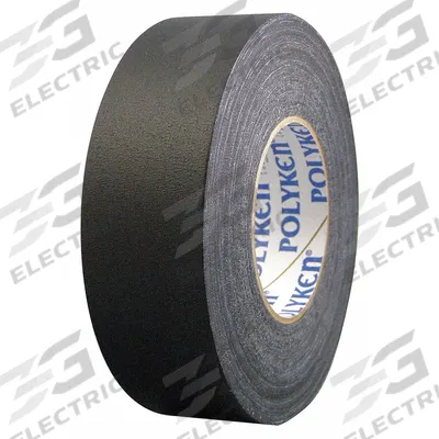 POLYKEN Gaffer's Tape: 1 1/2 in Wd, 55 yd Lg, 11.5 mil Thick, Black, Cloth - Residue-Free Gaffer's Tape