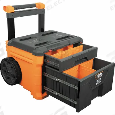 KLEIN TOOLS Tool Box: 23 1/2 in W x 44 in H, 2 Drawers, Polymer - MODbox Rolling Tool Boxes