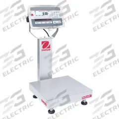 OHAUS Industrial Bench Scale: 12 in x 14 in, IP67/IP68, Column-Mounted, 25 lb Wt Capacity - Imperial (MPN D52XW12RQR1). Key specifications — Connection Ports: Wi-Fi®; Readability: 0.001 lb/0.5 g; Brand: OHAUS; Weighing Surface Material: Stainless Steel.