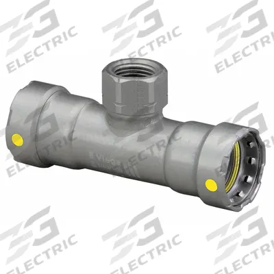 VIEGA MEGAPRESS Crimp Tee Fitting: 3/4 in Pipe x 1 in Pipe x 3/4 in Pipe Size, Steel - Gas Steel Press Pipe Fittings